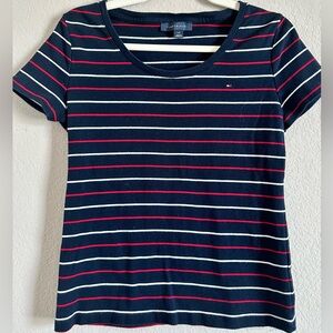 Tommy Hilfiger Navy and Red Striped Tee